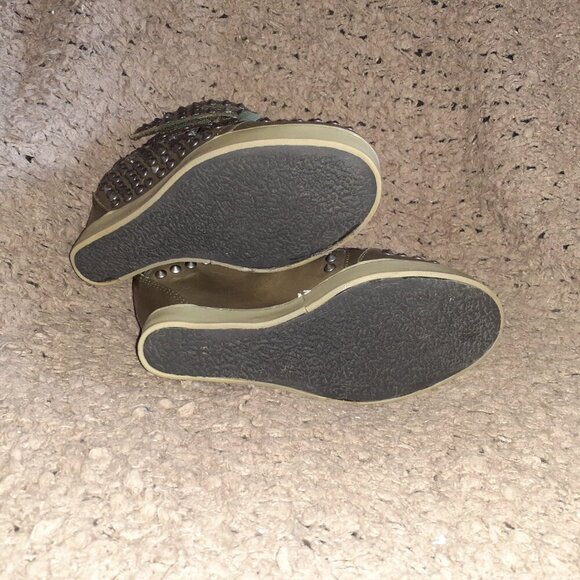 ASH-Blondie Studded HiddenWedge Sneaker-Dark Green Leather-Skulls-Sz37-Excellent - Picture 8 of 8